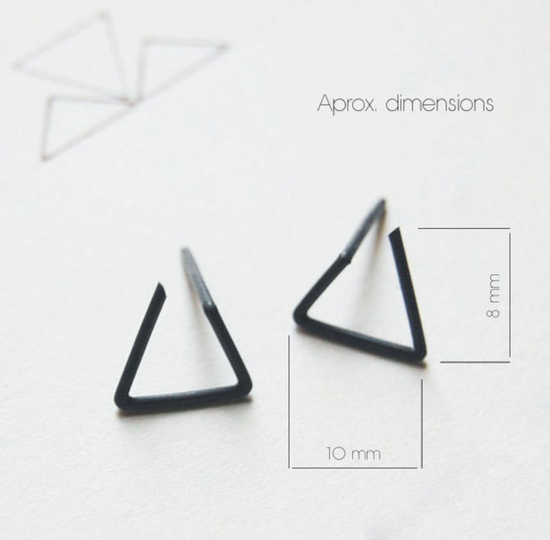 Triangle oxidized silver studs, Geometric earrings image 3