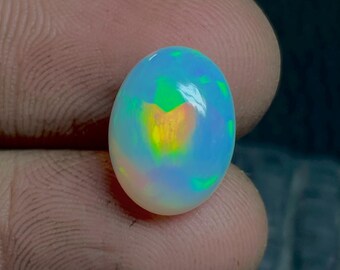 Oval Ethiopian Opal Cabochon, Multi Fire Loose Gemstone (3.50 Carat)