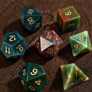 Natürliches Achat Edelstein Würfel Set - Handgefertigte DND RPG Würfel, Sammler Edition