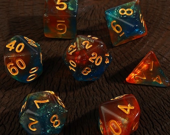 Ręcznie robiony zestaw wielościennych kości z żywicy Sharp Edge | D&D, Pathfinder RPGs