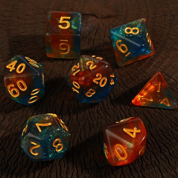 Handmade Sharp Edge Resin Polyhedral Dice Set | D&D, Pathfinder RPGs