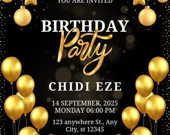 Custom Birthday Party Invitation Template: Modern Editable Design