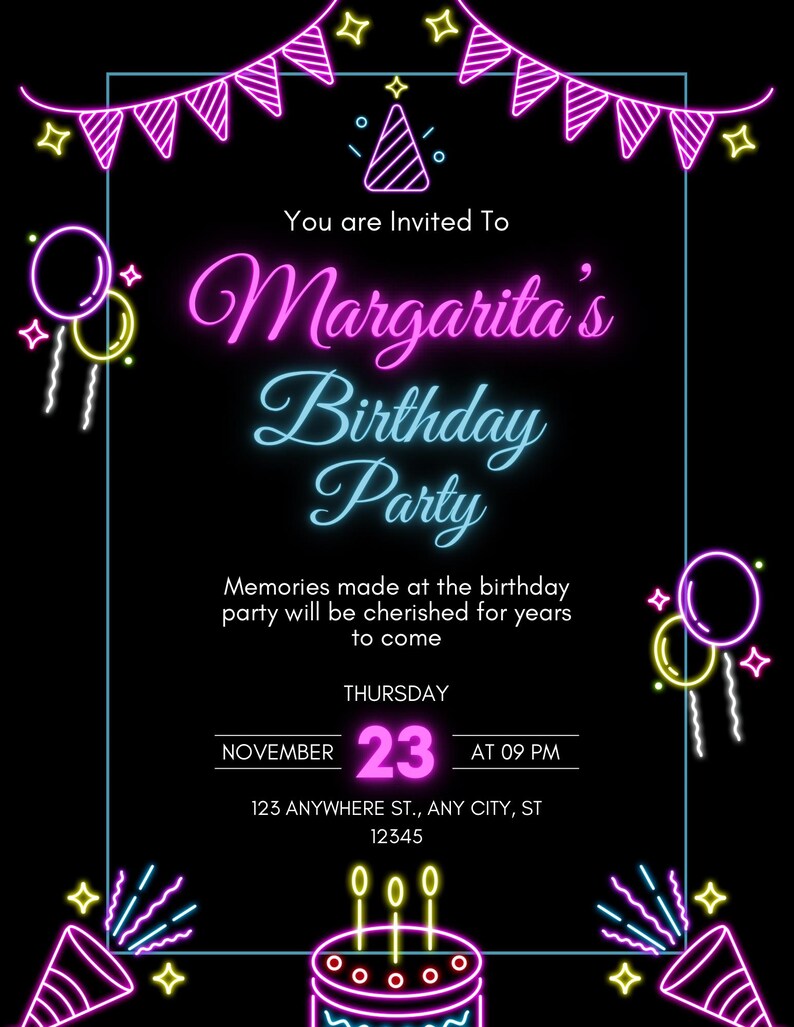 Custom Birthday Party Invitation Template: Modern Editable Design - Etsy