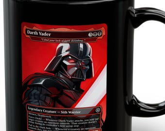 Darth Vader MTG Proxy-Karte Becher, Magie The Gathering Star Wars Sith-Kaffeetasse, dunkle Seite Handelskarte Parodie Becher