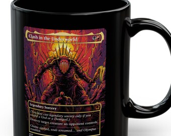 Kratos vs Hades MTG Proxy Card Mug, Magic The Gathering God of War III Coffee Cup, God of War Trading Card Parody Mug