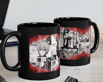 Tokyo Ghoul Manga Panel Black Mug,Dark Anime Coffee Cup for Fans & Collectors,Anime-Inspired Black Mug - Perfect Gift for Fans