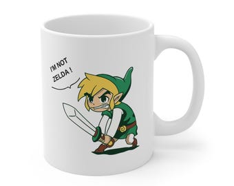 Legend of Zelda Link I'm not Zelda Becher, Legende von Zelda Becher, Lustige Gamer Kaffeetasse, Geeky Geschenk für Videospiel-Fans