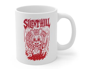 Taza de Robbie the Rabbit de Silent Hill, taza de café de Lakeside Rabbit, taza de juego de terror, regalo espeluznante para fanáticos del terror y gamers.