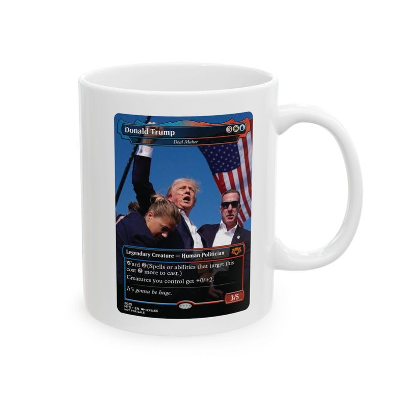 Donald Trump MTG Proxy Card Mug, Magic The Gathering Political Proxy Cup, Donald Trump Trading Card Mug image 1