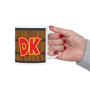 Donkey Kong Inspired Barrel Mug, Retro Arcade Coffee Cup, Gamer Gift, Geeky Collectible