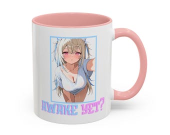 Süßes Anime Mädchen ""Awake Yet?"" Tasse, Kawaii Kaffeetasse für Anime-Liebhaber, Geschenk für Geburtstage, Sammlerstück, Morgenkaffee, lustiger Weck Becher
