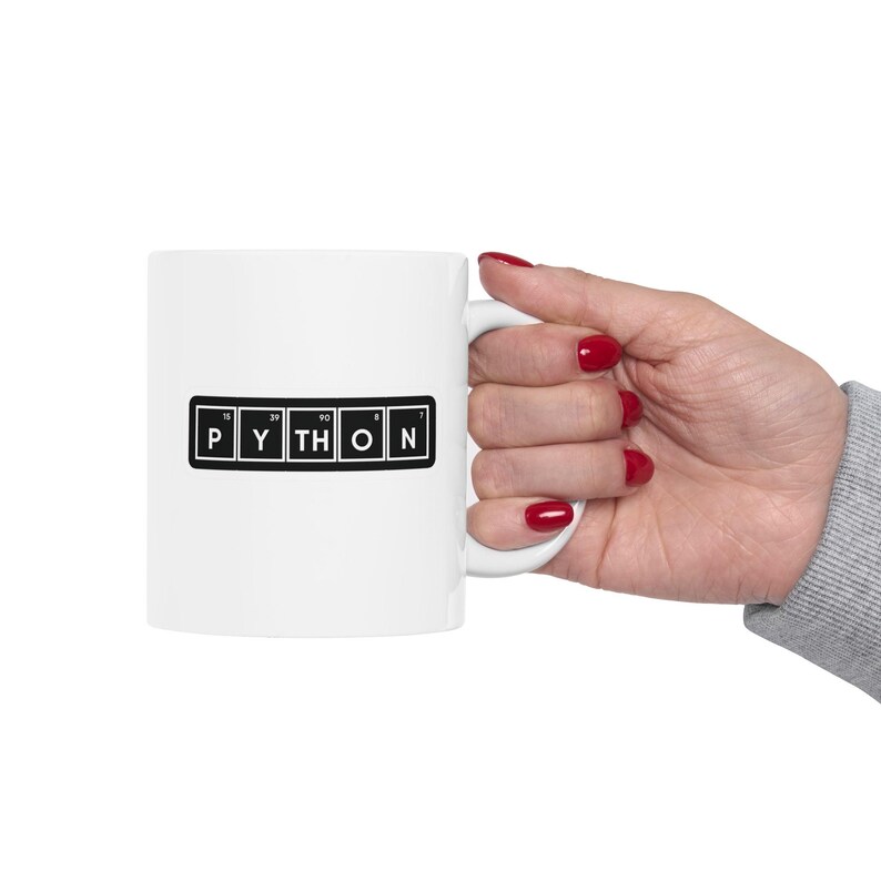 Python Periodic Table Mug, Funny Coding Coffee Cup for Programmers, Geeky Developer Gift, Programming Language Cheat Sheet Mug image 2