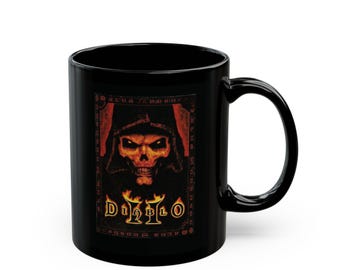 Diablo 2 PC Game Retro Black Mug, Vintage RPG Gamer Coffee Cup, Perfect for Gamers,Classic Video Game Gift for Gamers