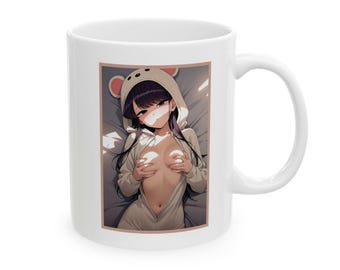 Sexy Anime Girl Becher, süße Waifu Kaffeetasse, Kawaii Hot Girl Kunst Geschenk, Otaku Ästhetik Becher für Anime-Liebhaber, NSFW Anime Becher