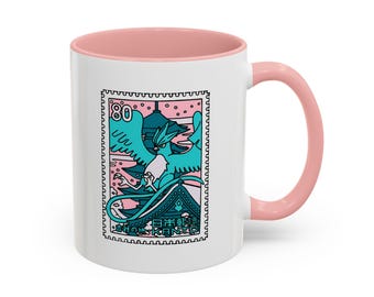 Kanto Region Legendary Pokémo Articun Stamp Sticker Mug, Legendary Bird Coffee Cup, Retro Anime Coffee Mug, Gamer Gift for Pokemo Fans