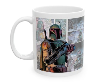 Star Wars Boba Fett Mug, Bounty Hunter Coffee Cup | Boba Fett Comic Book Mug, Star Wars Fan Gift & Collectible