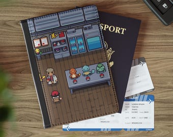 Pixel Poke Starters Passport Cover, Poke Style Reisebrieftasche, Retro Game Lab Szene, Gamer Passinhaber, Geek Reisegeschenk
