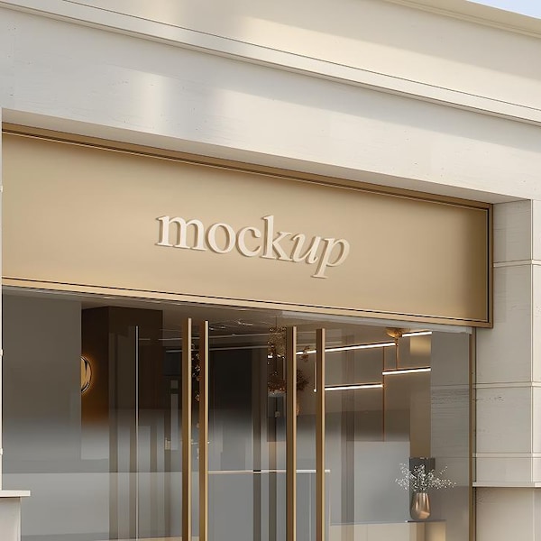 Logo Mockup Luxury Facade 3D Sign, Storefront Wall Sign Mockup for Clinic, Healthcare, Business and Beauty Brands