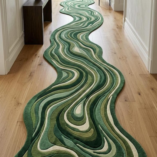 Alfombra abstracta de 3×5, 4x6, 6x9, 5x7, 8x10, 9x12, para pasillo, decoración del hogar, color verde