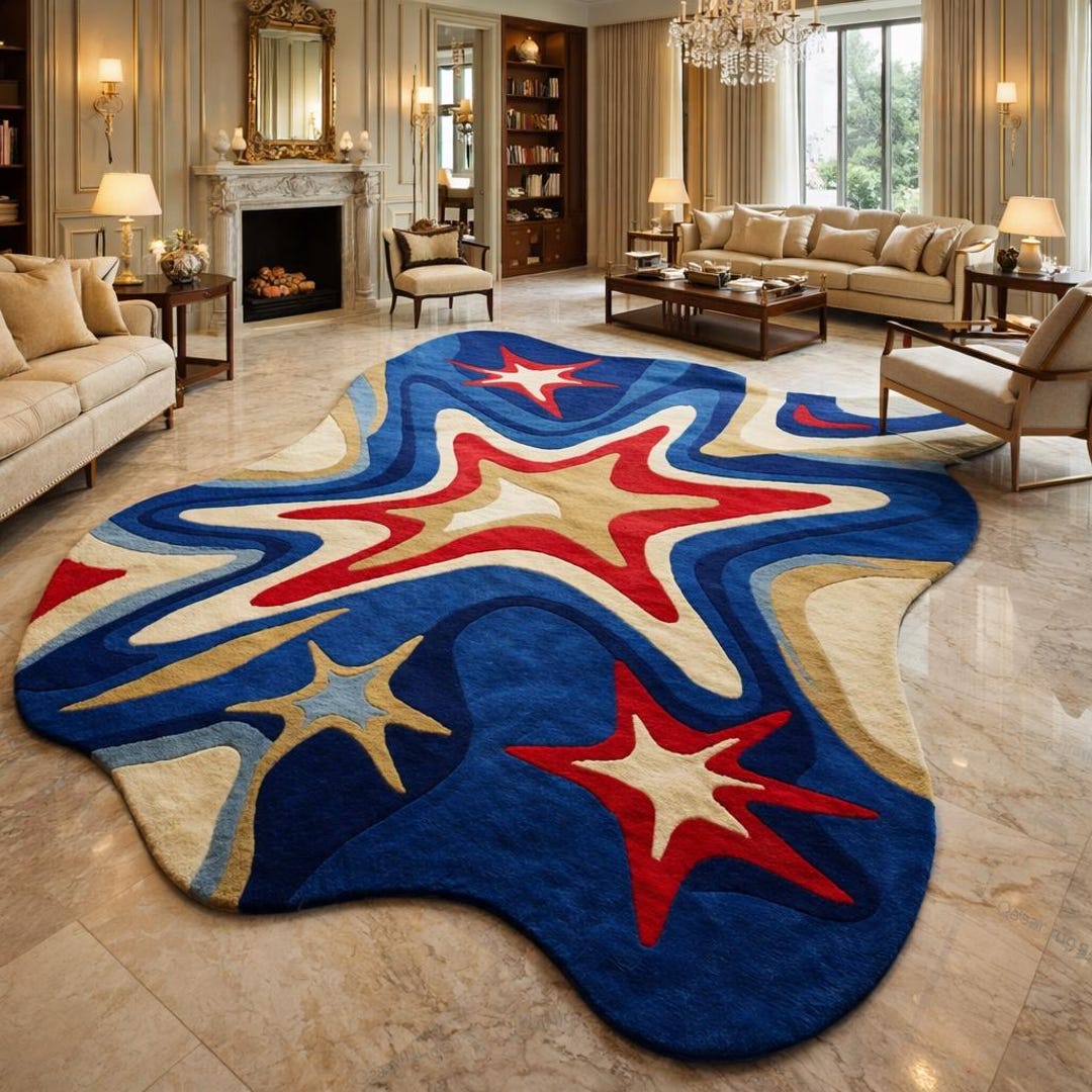 Star Area Rug Abstract Star Area Rug 5x7ft,6x9ft,8x10ft Modern Living Room Artistic ...
