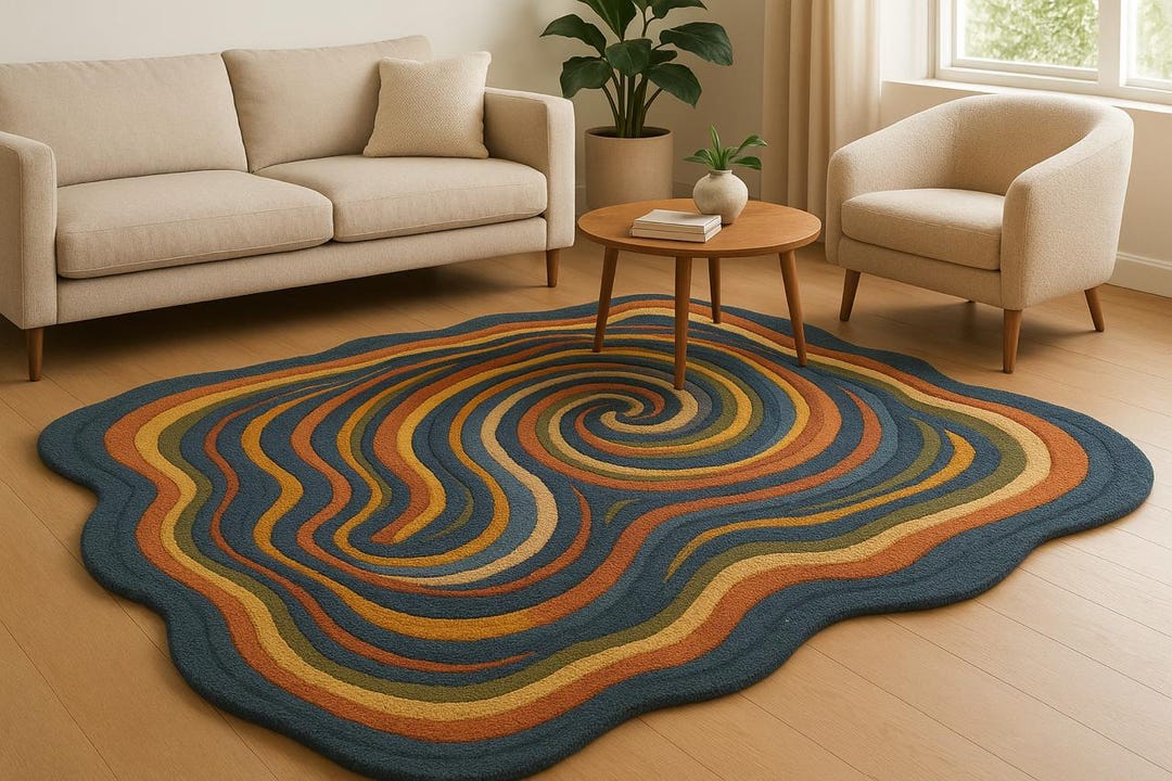 Wool Wave Rug Hand Tufted Wool Wave Rug – Modern Abstract Design - Etsy