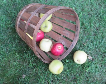 Vintage Split Wood Basket, Open Slat Basket, Farm Market Basket, Gathering Basket