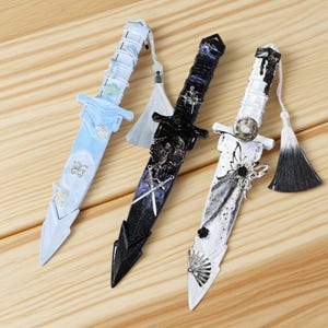 Handgemachter Fantasy Dekorativer Brieföffner mit Scheide, Gothic Kristallmesser, Dekoratives Schwert, Cosplay Prop Sammlerstück