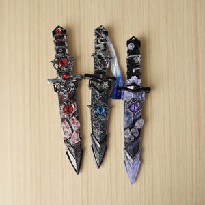 Handmade Decorative letter opener with Sheath, Gothic Fantasy Knife, Crystal Butterfly Sword, Cosplay & Display Collectible