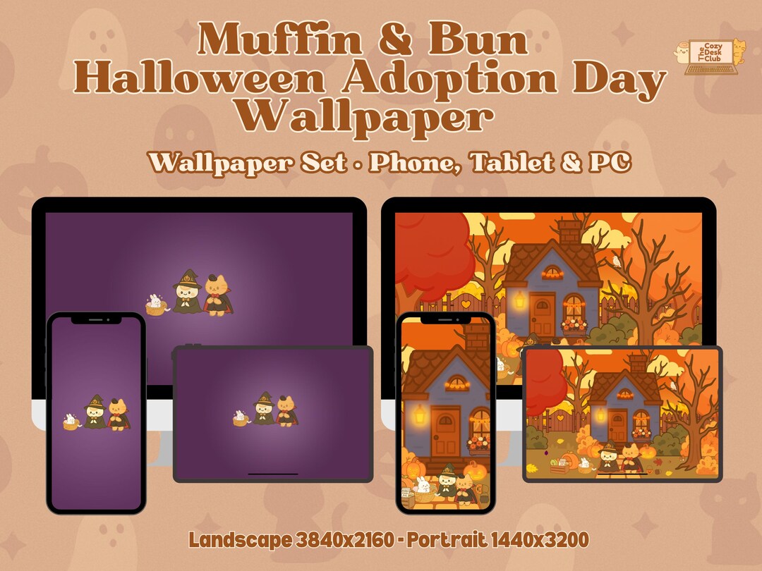 Cozy Halloween Wallpaper Bundle | Kawaii Halloween Desktop & Phone
