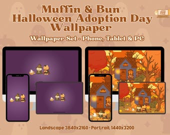 Cozy Halloween Wallpaper Bundle | Kawaii Halloween Desktop & Phone Backgrounds