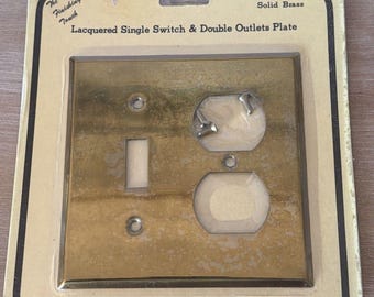 New Square brass lacquered single switch & double outlet plate Qty