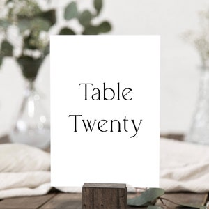 Modern Table Numbers Template, Minimal Table Numbers, Minimal Wedding Table Numbers, Printable Table Numbers, Modern Wedding Template