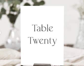 Modern Table Numbers Template, Minimal Table Numbers, Minimal Wedding Table Numbers, Printable Table Numbers, Modern Wedding Template