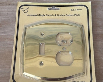New Rounded Scallop brass lacquered single switch & double outlet plate Qty