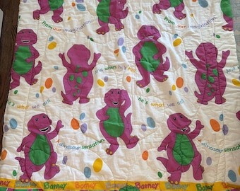 Lyons Group Barney Baby Bop Twin Size Comforter Blanket 1992 Vintage