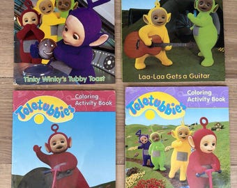 Vintage Teletubbies Coloring Books - New Unused 1998 Lot of 4
