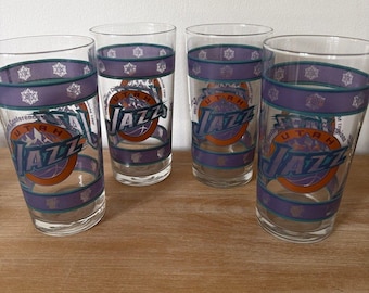 4 Vintage Utah Jazz 1997 NBA Midwest Division Champions Drinking Glasses Chevron