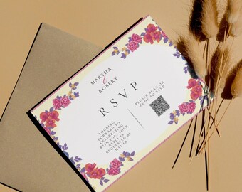 Floral Wedding RSVP Card Template | Editable Canva | Printable Response Card