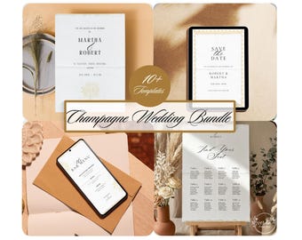 Digital Wedding Invitation Template Editable Canva Wedding Invite Bundle WhatsApp Wedding Card Modern Wedding Stationery Set