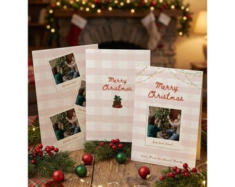 Sjabloon voor bewerkbare fotokerstkaart, modern canvasontwerp (digitale download)