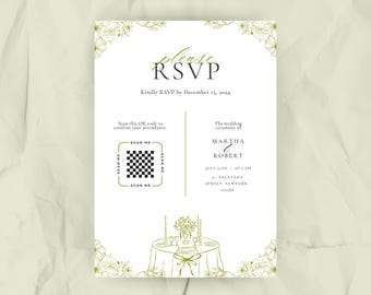 Vintage Wedding RSVP Card Template: Elegant Printable (Canva Editable, Instant Download)