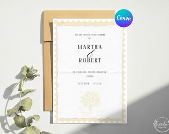 Minimalist Wedding Invitation Template Editable Canva Wedding Invite Modern Elegant Printable Instant Download