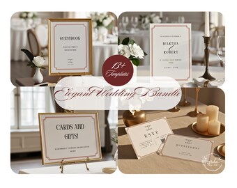 Luxury Editorial Wedding Invitation Suite Canva Template Minimalist Terracotta Wedding Bundle Modern Elegant Invite Full Party Set