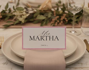 Wedding Place Card Template | Editable Name Cards Folded Flat Canva | Floral Table Seating