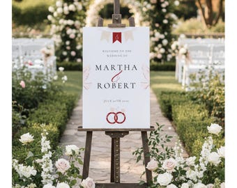Elegant Wedding Welcome Sign Template | Minimalist Canva Banner (Digital Download)