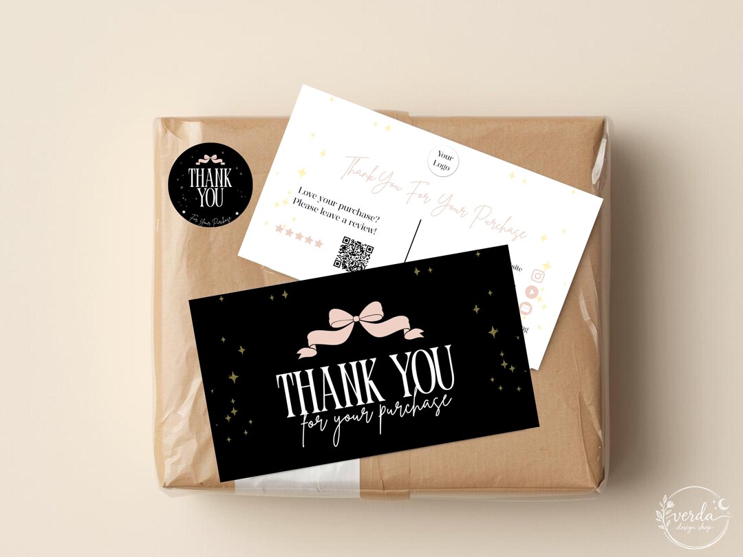 Luxury Thank You Card Canva Template Bundle | Small Business Insert ...