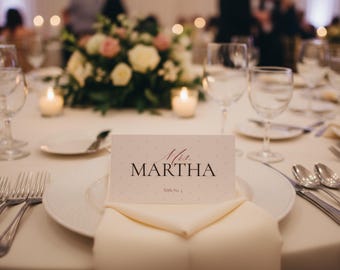 Elegant Wedding Place Card Template | Minimalist Table Name (Canva)