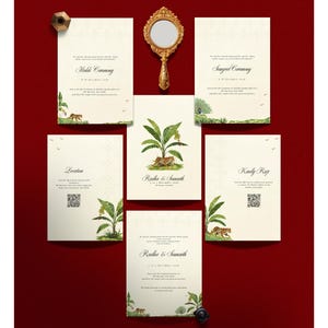 Raj Bagh | Indian Wedding Invitation Suite, Nikkah Invitation, Indian Wedding Program, Sangeet Invitation, Editable Canva Template