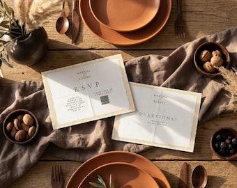 Minimalist Wedding RSVP Card Template | Elegant QR Code Insert (Editable Canva)