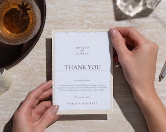 Elegante bruiloft bedankkaartsjabloon | Minimalistisch briefpapier (bewerkbaar op canvas)